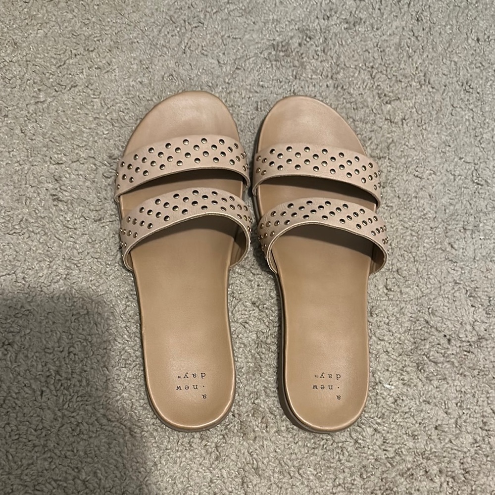 A New Day Women's Tan Slide Sandals